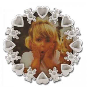 ROUND SHAPE PHOTOFRAME WITH BEAR & HEART RIM